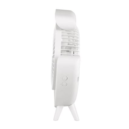 JOHNSON - Uppladdningsbar bordfläkt med RGB-LED, multifärgad/5W/3,7V 1200 mAh Ø 14 cm vit