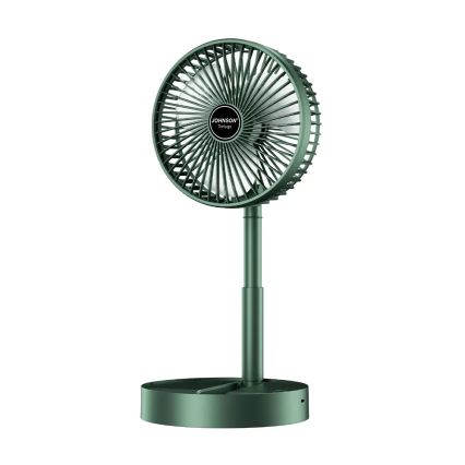 JOHNSON - Uppladdningsbar bordfläkt TORTUGA 5W/3,7V 1200 mAh Ø 16,5 cm grön