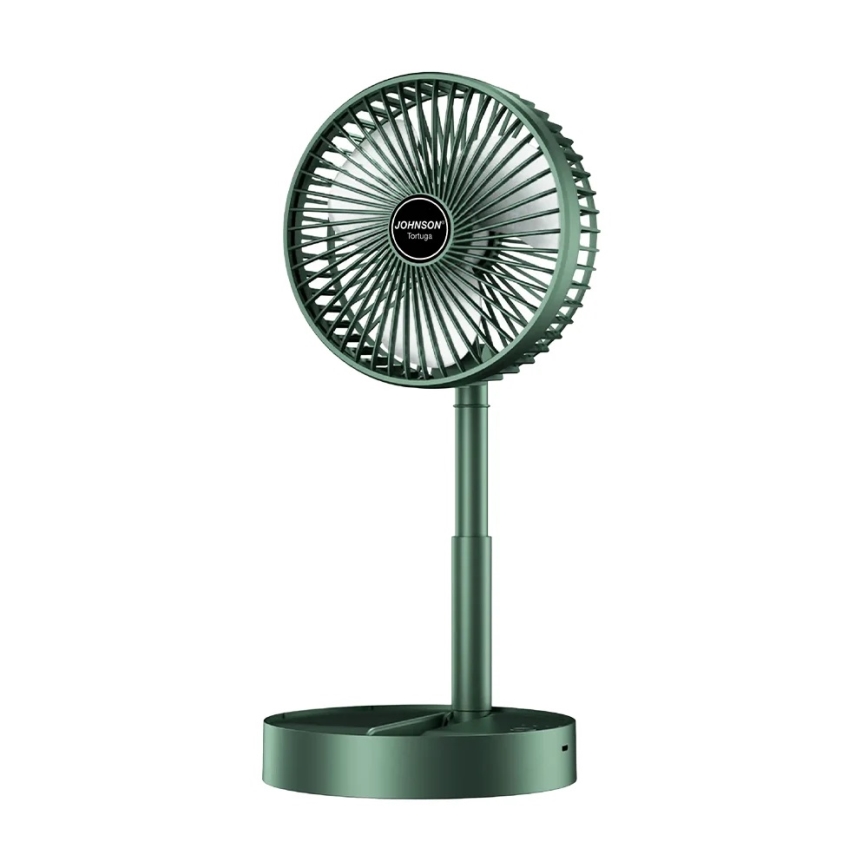 JOHNSON - Uppladdningsbar bordfläkt TORTUGA 5W/3,7V 1200 mAh Ø 16,5 cm grön
