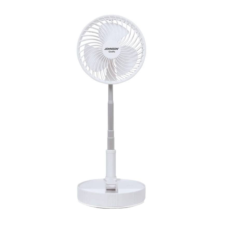 JOHNSON - Uppladdningsbar bordsfläkt GIRAFFA 5W/3,7V 1200 mAh Ø 20 cm vit