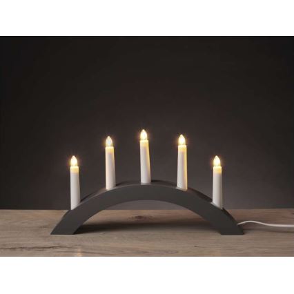 Jul ljusstake  5xE10/15W/230V grå