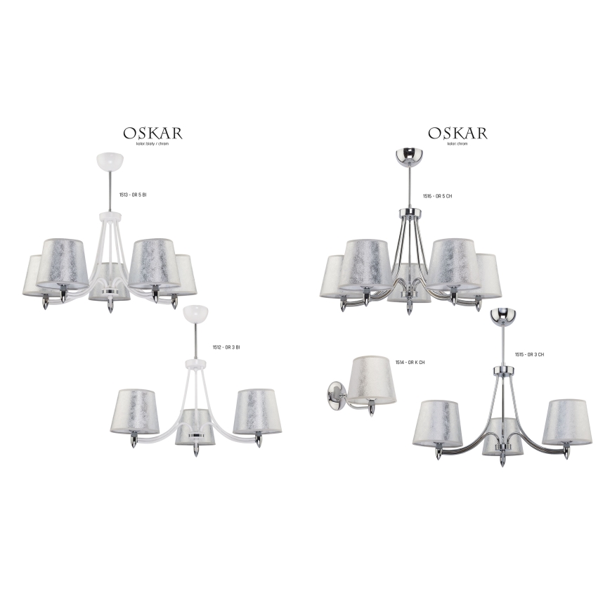 Jupiter 1512 - OR 3 bi - Hängande Ljuskrona OSKAR 3xE27/60W