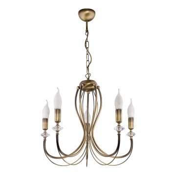 Jupiter 1611 - Ljuskrona med kedja MELODY 5xE14/40W/230V mässing patina