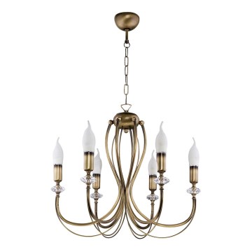 Jupiter 1612 - Ljuskrona med kedja MELODY 6xE14/40W/230V mässing patina