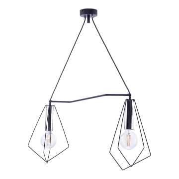 Jupiter 1662 - Ljuskrona med textilsladd KAIR 2xE27/60W/230V svart/skinande krom