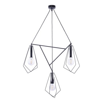 Jupiter 1663 - Ljuskrona med textilsladd KAIR 3xE27/60W/230V svart/skinande krom