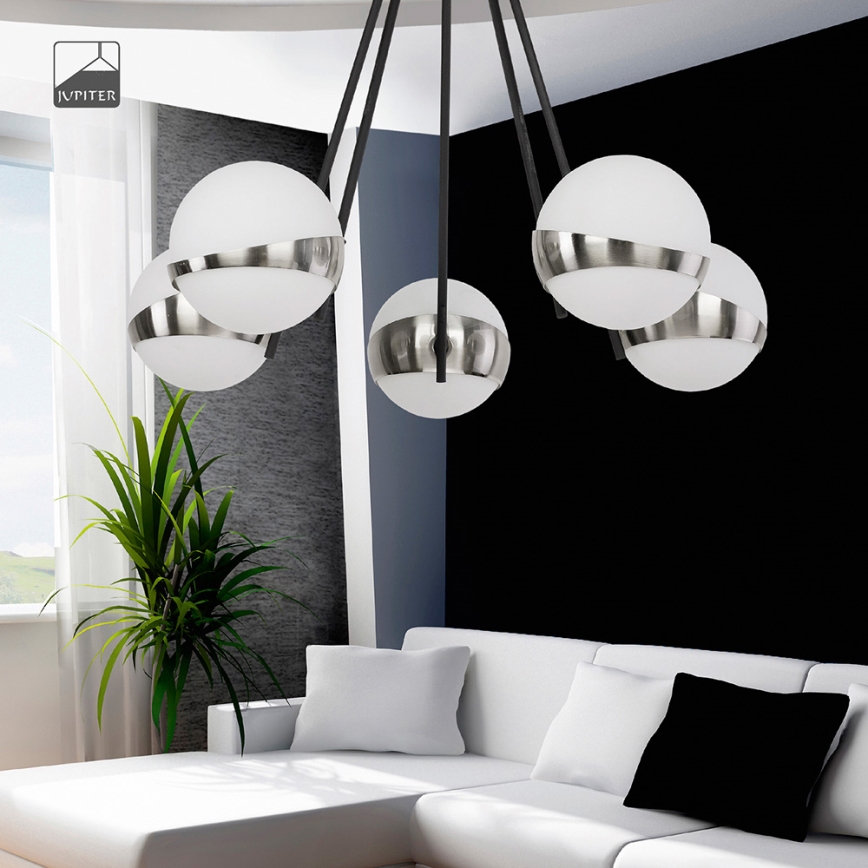 Jupiter 1715 - Pendelkrona ELFA 5xE14/40W/230V skinande krom