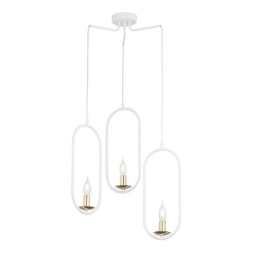 Jupiter 1814 - PI3 E14 - Ljuskrona med snöre PONTI 3xE14/40W/230V vit