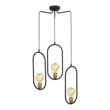 Jupiter 1818 - PI3 E27 - Ljuskrona med snöre PONTI 3xE14/40W/230V svart