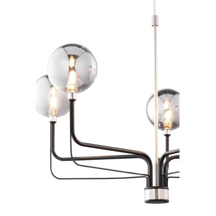 Jupiter 1888 - Taklampa med vajer ERIS 5xG9/14W/230V mattkrom/svart/rökgrå