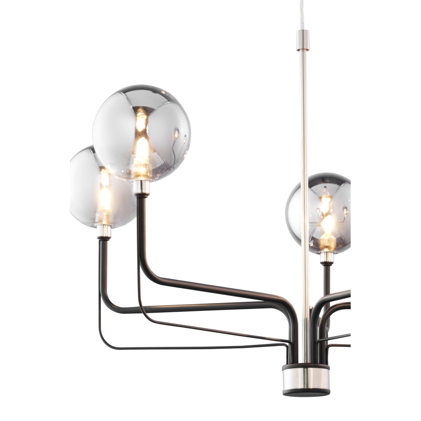 Jupiter 1888 - Taklampa med vajer ERIS 5xG9/14W/230V mattkrom/svart/rökgrå