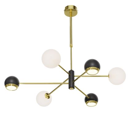 Jupiter 1965 - Takkrona på stång MOKA 3xGU10/10W/230V + 3xG9/10W/230V guld/svart/vit