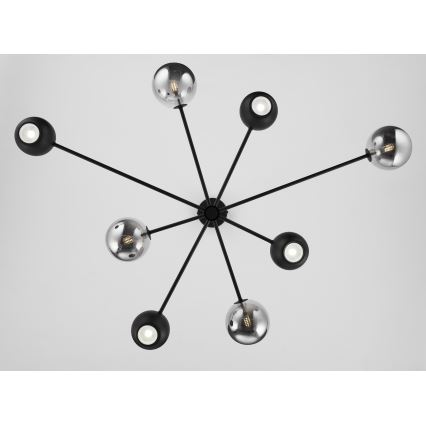 Jupiter 1975 - Pendelkrona MOKA 4xGU10/10W/230V + 4xG9/10W/230V svart/skinande krom