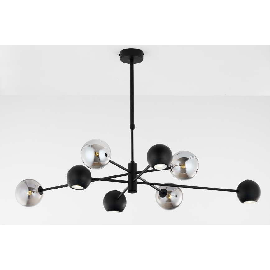 Jupiter 1975 - Pendelkrona MOKA 4xGU10/10W/230V + 4xG9/10W/230V svart/skinande krom