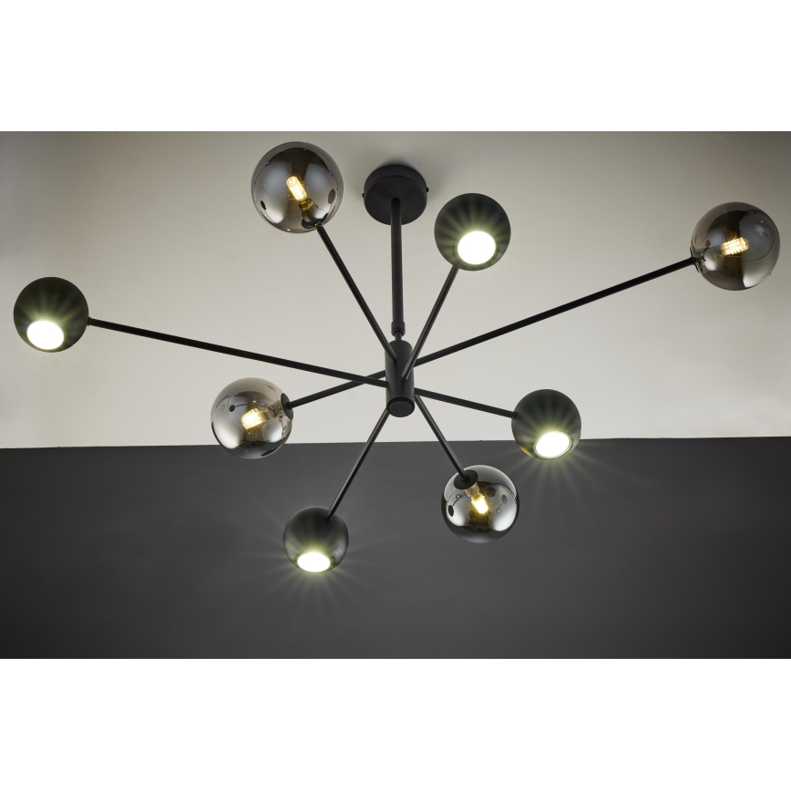 Jupiter 1975 - Pendelkrona MOKA 4xGU10/10W/230V + 4xG9/10W/230V svart/skinande krom