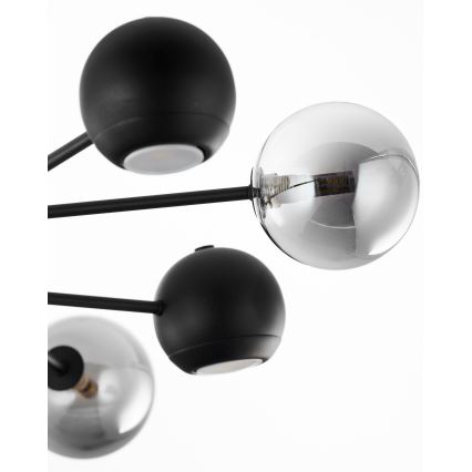 Jupiter 1975 - Pendelkrona MOKA 4xGU10/10W/230V + 4xG9/10W/230V svart/skinande krom