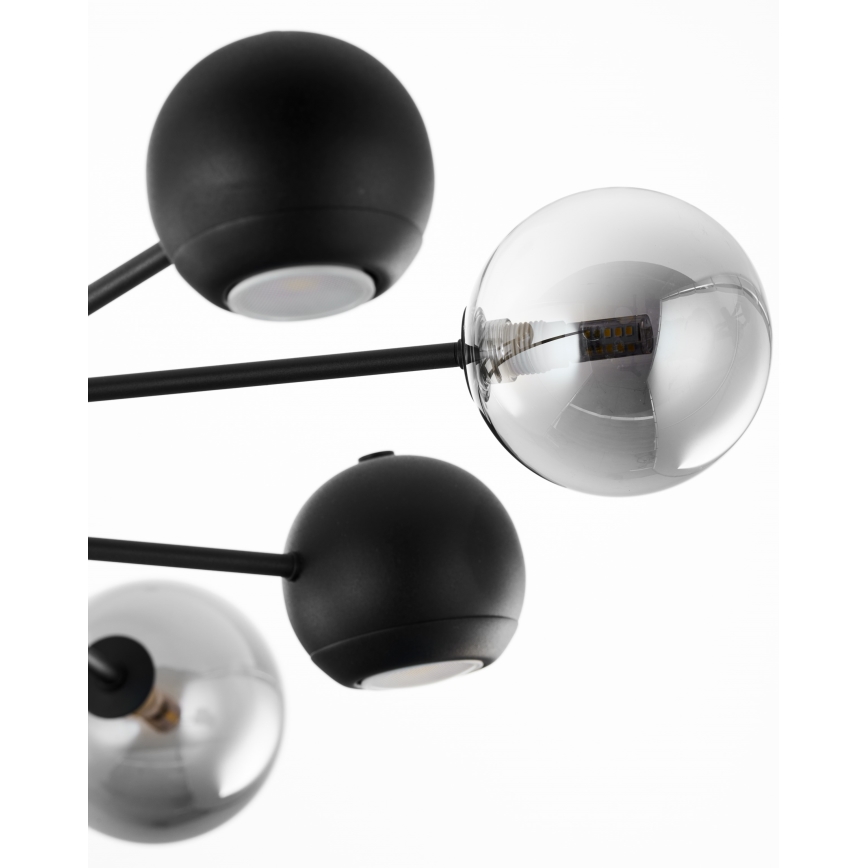 Jupiter 1975 - Pendelkrona MOKA 4xGU10/10W/230V + 4xG9/10W/230V svart/skinande krom