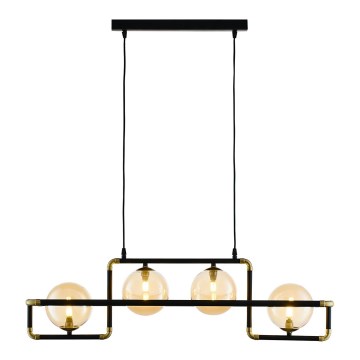 Jupiter 1983 - Ljuskrona med textilsladd ZAFRA 4xG9/10W/230V svart/beige