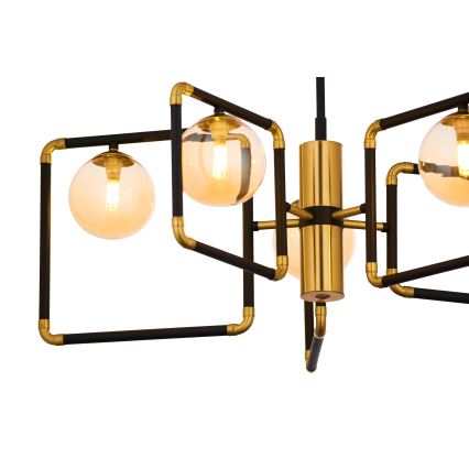 Jupiter 1984 - Pendelkrona IBRA 5xG9/10W/230V svart/guld/beige