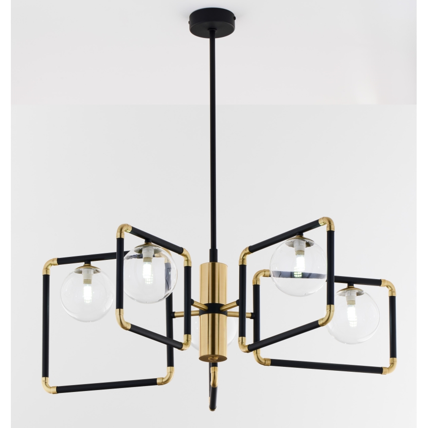 Jupiter 1985 - Pendelkrona IBRA 5xG9/10W/230V svart/guld