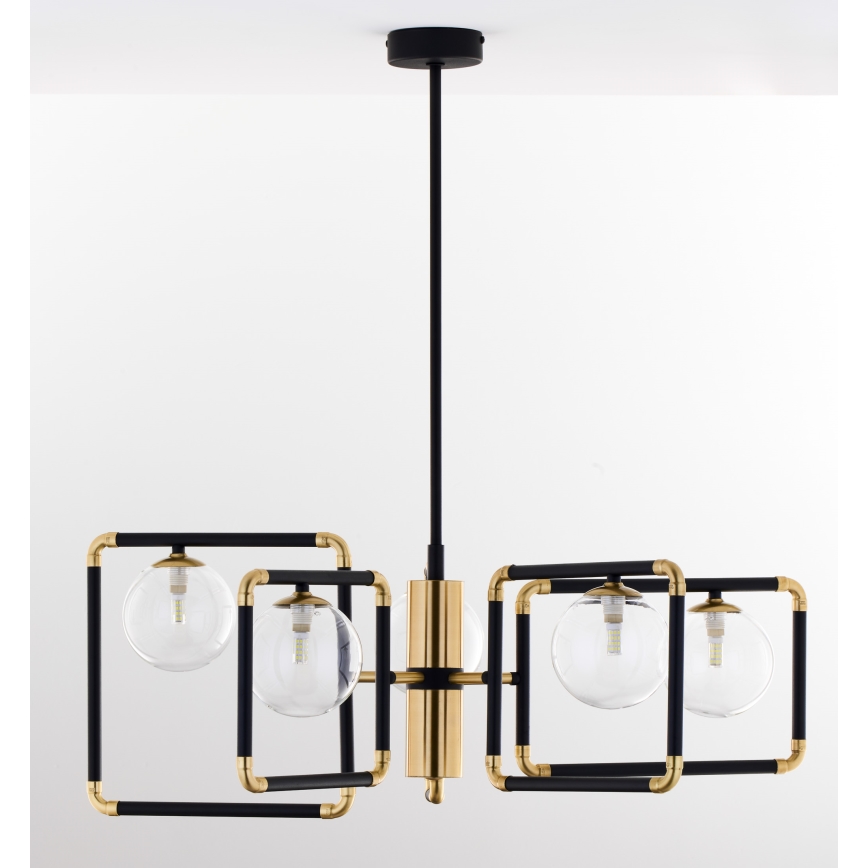 Jupiter 1985 - Pendelkrona IBRA 5xG9/10W/230V svart/guld