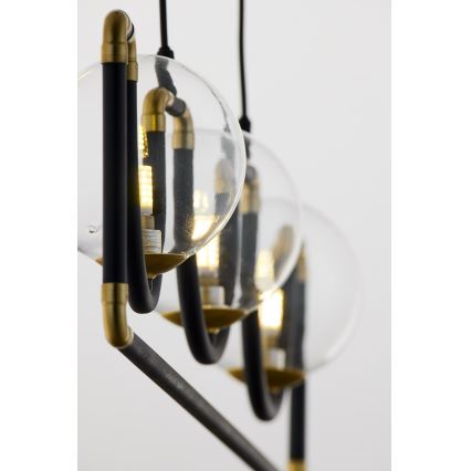 Jupiter 1990 - Ljuskrona med textilsladd HANZA 3xG9/10W/230V svart/guld
