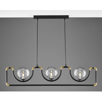 Jupiter 1990 - Ljuskrona med textilsladd HANZA 3xG9/10W/230V svart/guld