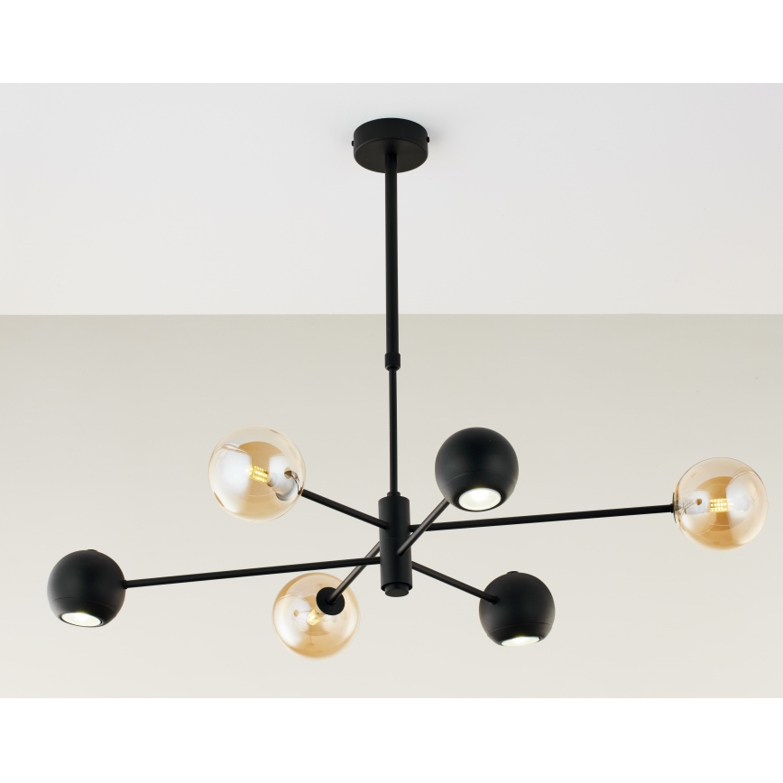 Jupiter 1993 - Pendelkrona MOKA 3xGU10/10W/230V + 3xG9/10W/230V svart/beige
