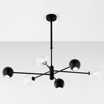 Jupiter 1995 - Pendelkrona MOKA 3xGU10/10W/230V + 3xG9/10W/230V svart/genomskinlig