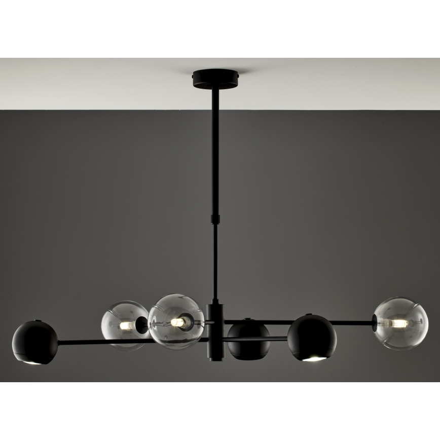 Jupiter 1995 - Pendelkrona MOKA 3xGU10/10W/230V + 3xG9/10W/230V svart/genomskinlig