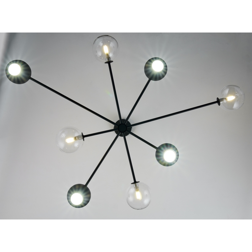 Jupiter 1996 - Pendelkrona MOKA 4xGU10/10W/230V + 4xG9/10W/230V svart/genomskinlig