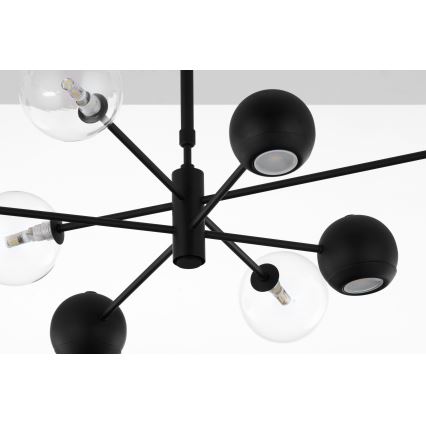 Jupiter 1996 - Pendelkrona MOKA 4xGU10/10W/230V + 4xG9/10W/230V svart/genomskinlig