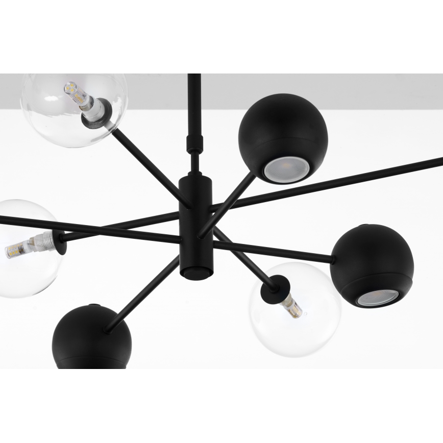 Jupiter 1996 - Pendelkrona MOKA 4xGU10/10W/230V + 4xG9/10W/230V svart/genomskinlig