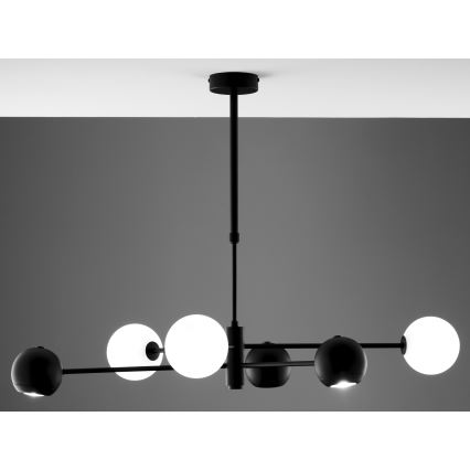 Jupiter 1997 - Pendelkrona MOKA 3xGU10/10W/230V + 3xG9/10W/230V svart/vit