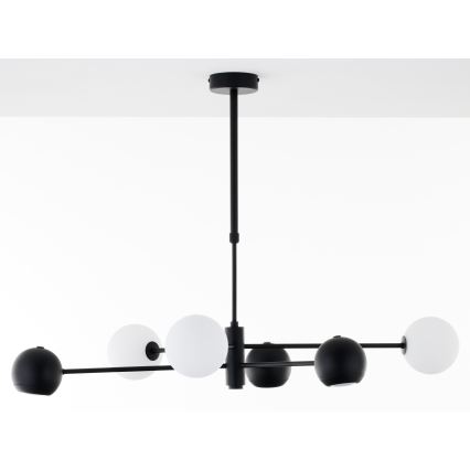 Jupiter 1997 - Pendelkrona MOKA 3xGU10/10W/230V + 3xG9/10W/230V svart/vit