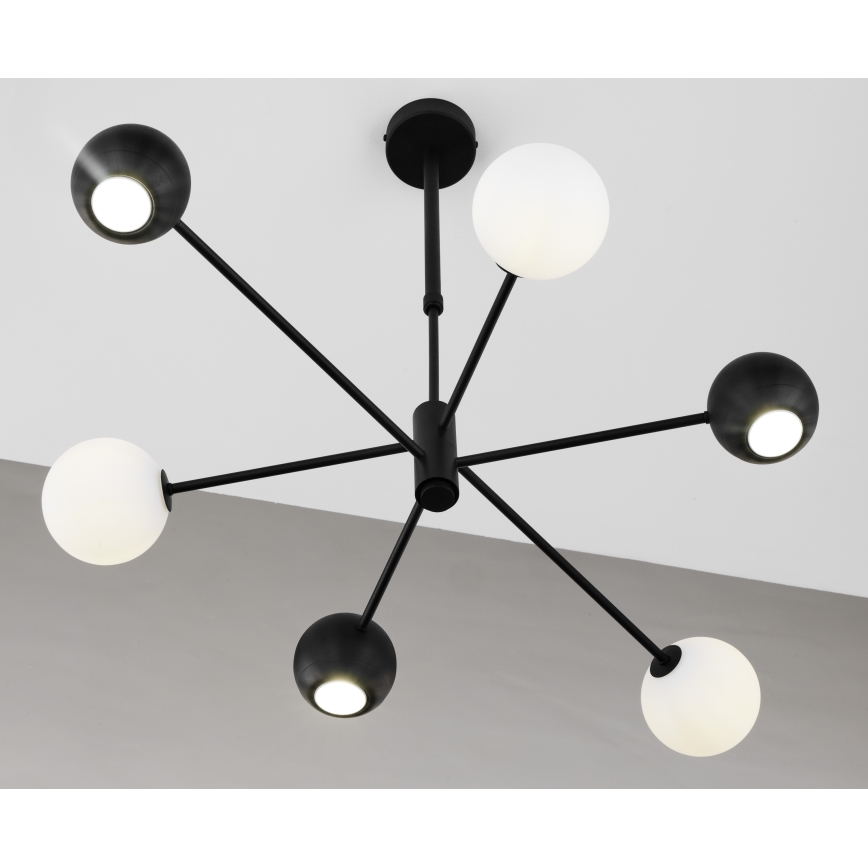 Jupiter 1997 - Pendelkrona MOKA 3xGU10/10W/230V + 3xG9/10W/230V svart/vit