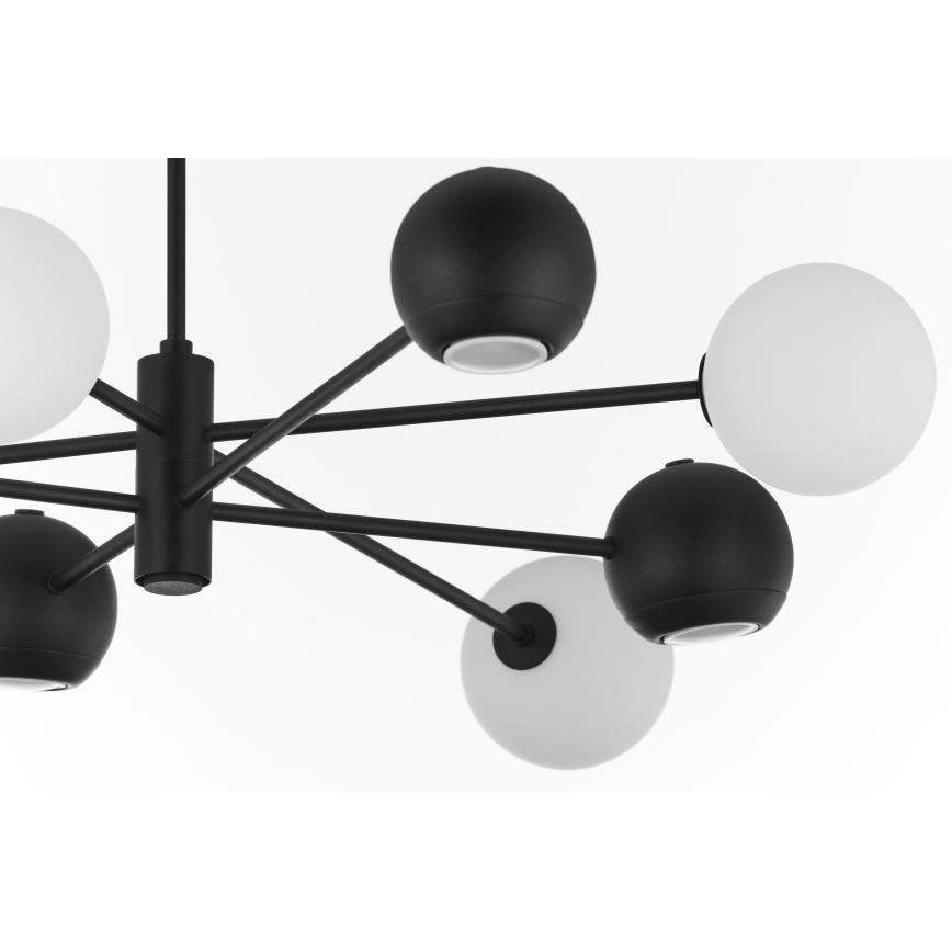 Jupiter 1998 - Pendelkrona MOKA 4xGU10/10W/230V + 4xG9/10W/230V svart/vit