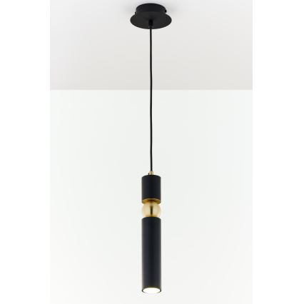 Jupiter 2003 - Ljuskrona med textilsladd ALAS 1xGU10/10W/230V svart/guld