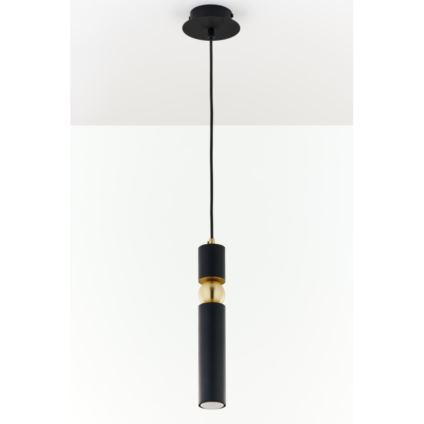 Jupiter 2003 - Ljuskrona med textilsladd ALAS 1xGU10/10W/230V svart/guld