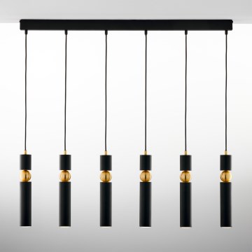 Jupiter 2005 - Ljuskrona med textilsladd ALAS 6xGU10/10W/230V svart/guld