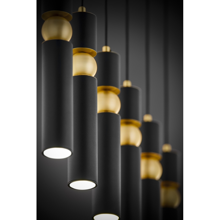 Jupiter 2005 - Ljuskrona med textilsladd ALAS 6xGU10/10W/230V svart/guld