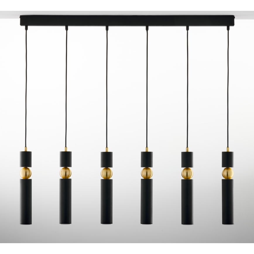 Jupiter 2005 - Ljuskrona med textilsladd ALAS 6xGU10/10W/230V svart/guld