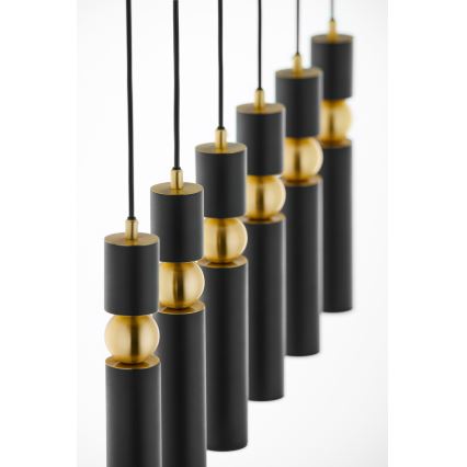 Jupiter 2005 - Ljuskrona med textilsladd ALAS 6xGU10/10W/230V svart/guld