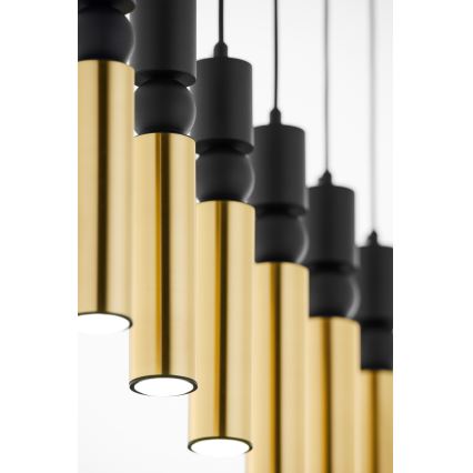 Jupiter 2008 - Ljuskrona med textilsladd ALAS 6xGU10/10W/230V guld/svart