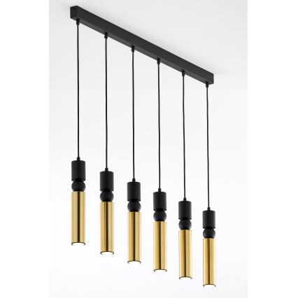 Jupiter 2008 - Ljuskrona med textilsladd ALAS 6xGU10/10W/230V guld/svart