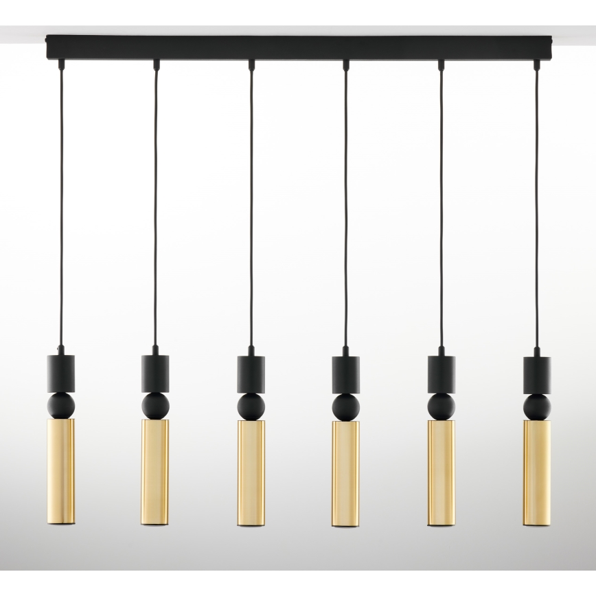 Jupiter 2008 - Ljuskrona med textilsladd ALAS 6xGU10/10W/230V guld/svart