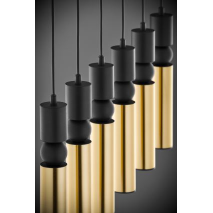 Jupiter 2008 - Ljuskrona med textilsladd ALAS 6xGU10/10W/230V guld/svart