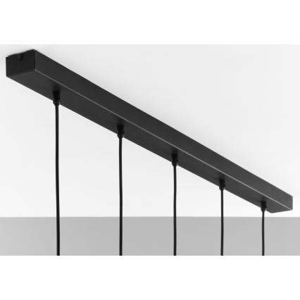 Jupiter 2012 - Ljuskrona med textilsladd ALAS 5xGU10/10W/230V svart/guld