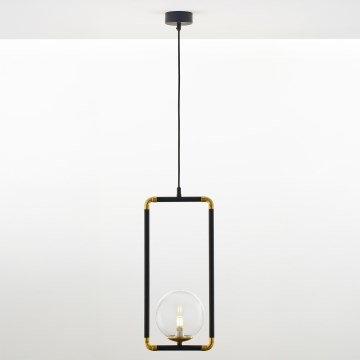 Jupiter 2023 - Ljuskrona med textilsladd ZAFRA 1xG9/10W/230V svart/guld/genomskinlig