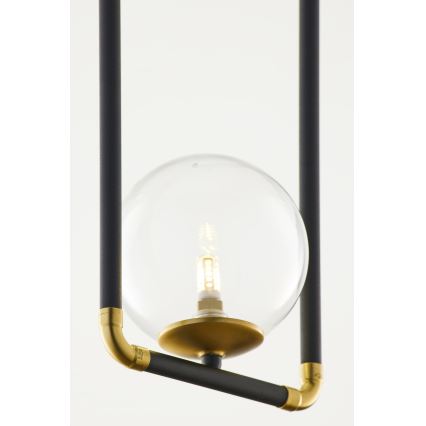 Jupiter 2023 - Ljuskrona med textilsladd ZAFRA 1xG9/10W/230V svart/guld/genomskinlig